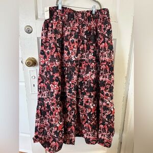 Maeve Black and Red Floral Maxi Skirt